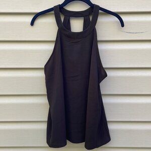 Black Halter Neck Caged Cutout Sleeveless Blouse